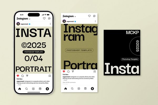 Social Media Mockup on Cream Background