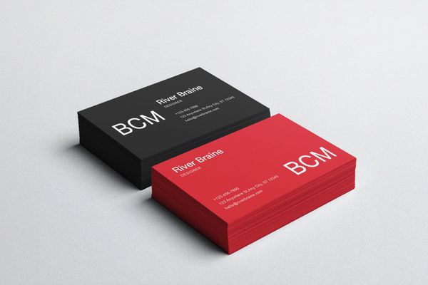 Black & Red Stacked Business Card Mockup