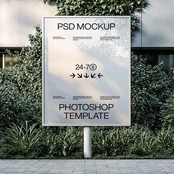 Stand Billboard Mockup on Garden
