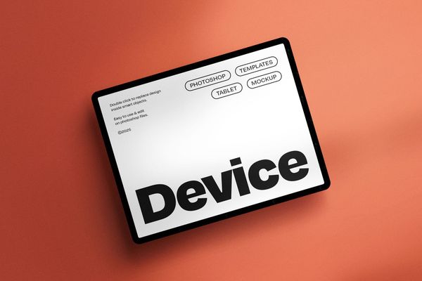Tablet Device Mockup on Dark orange Background