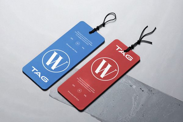 Blue and Red Label Tag Mockup