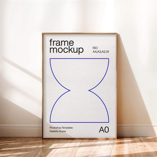 Thin Wooden A0 Frame Mockup