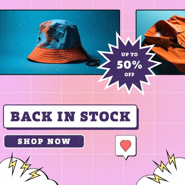 Back In Stock Gradient Retro Instagram Post