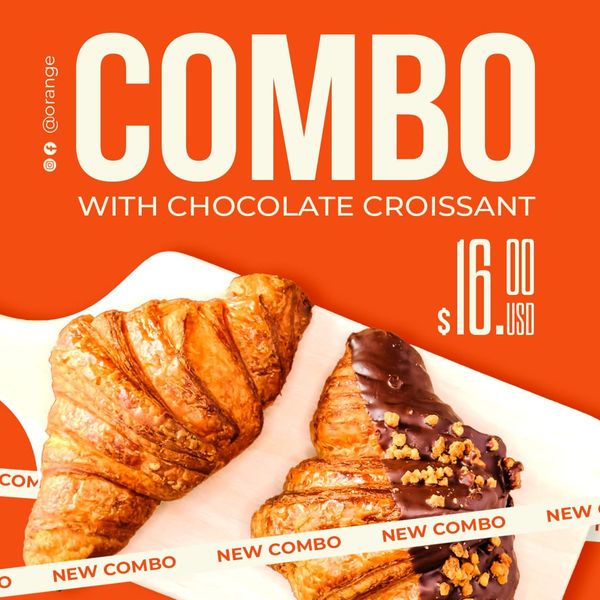 Combo With Chocolate Croissant Orange Instagram Post