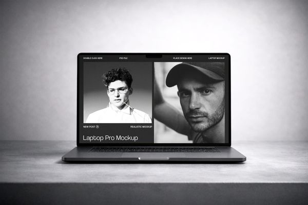 Clean Workspace Laptop Mockup