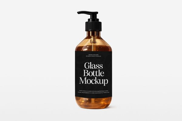 Amber Glass Bottle Mockup