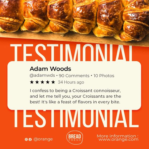 Testimonial Croissant Orange Instagram Post