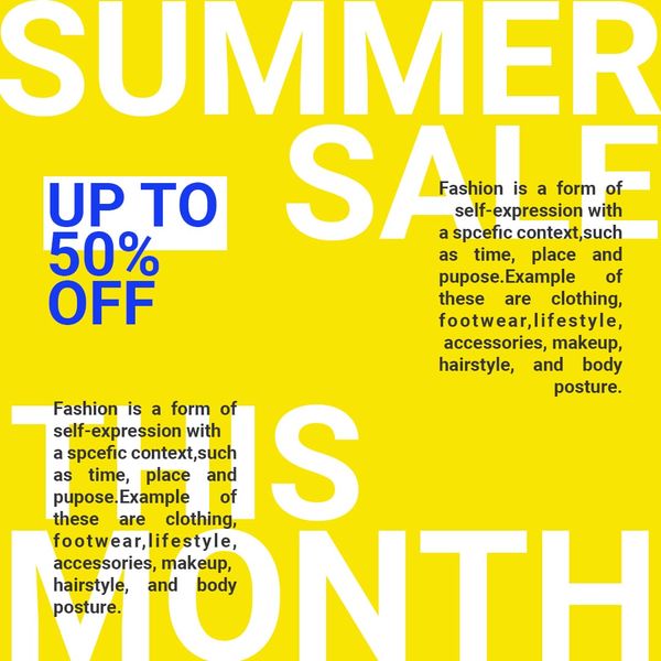 Yellow Summer Sale Instagram Post Template