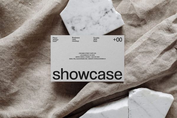 Linen Fabric Business Card Mockup