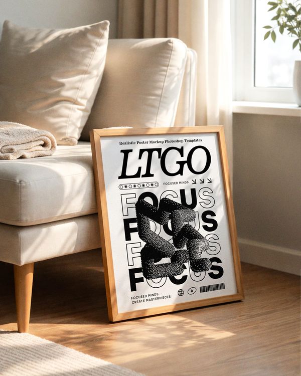 Cozy Living Room Poster Mockup