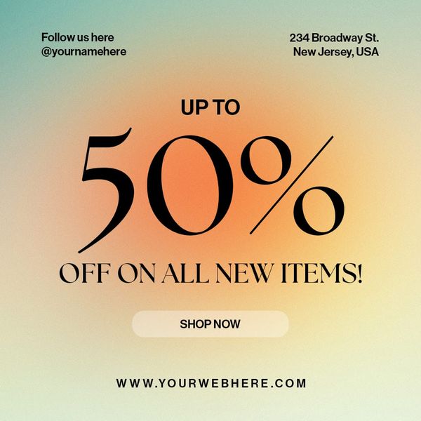 Discount On All Items Sale Gradient Instagram Post