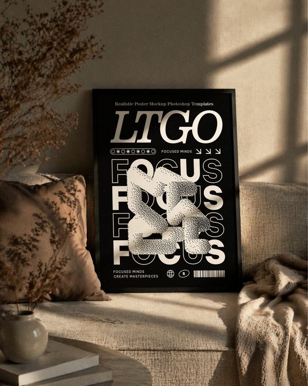 Realistic Home Poster Frame Mockup