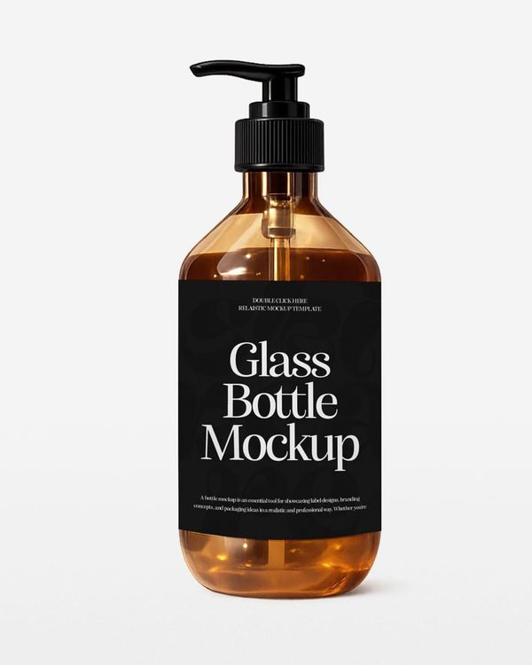 Amber Glass Bottle Mockup