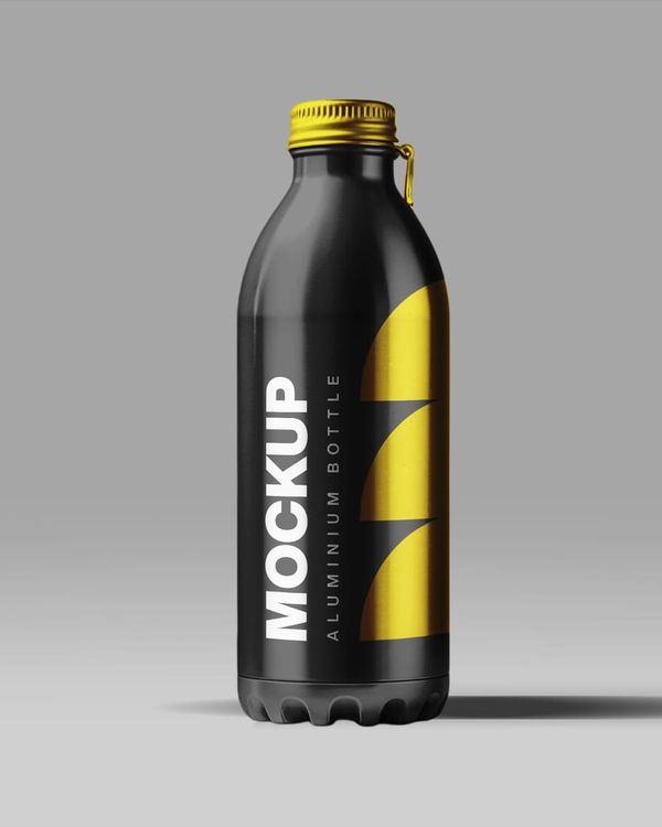 Aluminium Bottle Mockup with Long Shadow