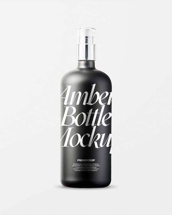 Black Amber Bottle Mockup