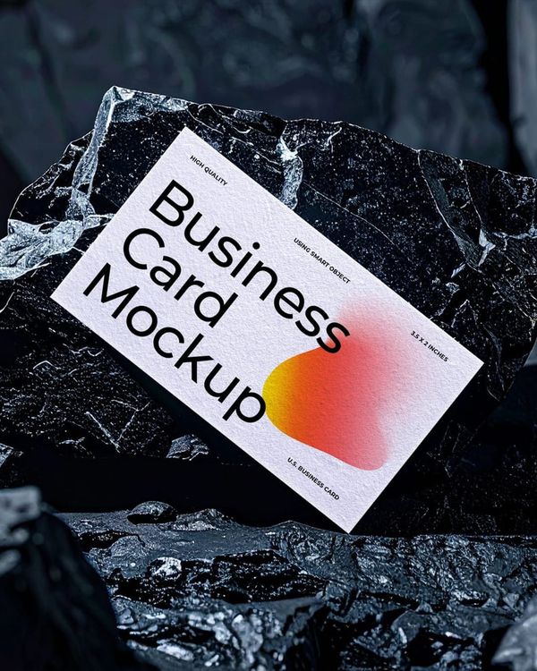 Business Card Mockup on Dark Stone