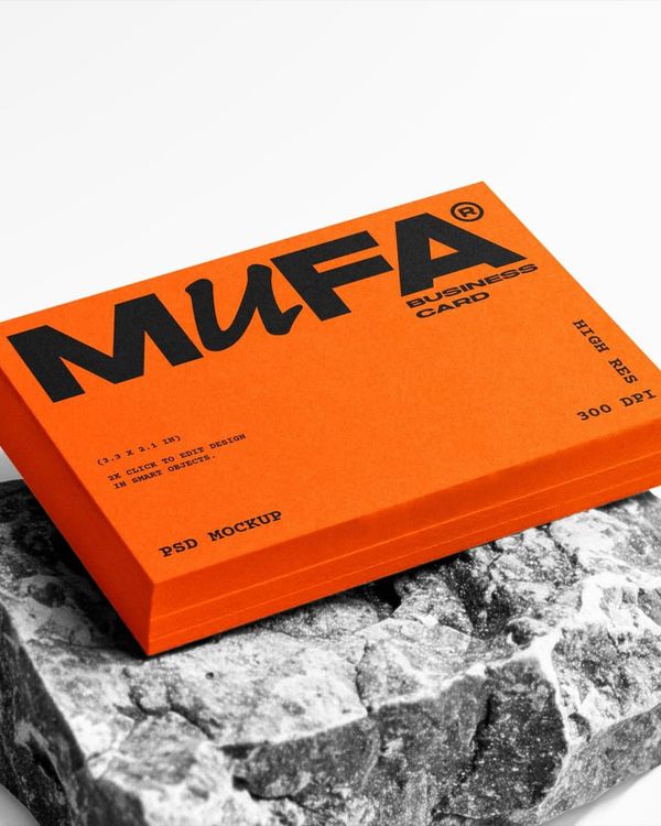 Stacked Business Card Mockup On Stone