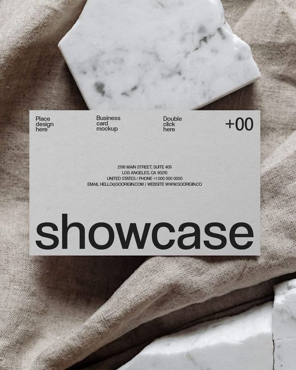 Linen Fabric Business Card Mockup