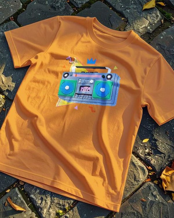 Outdoor T-Shirt Mockup on Stone Pavement