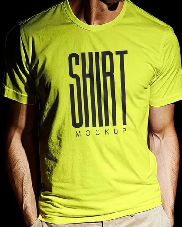 Yellow Men T-Shirt Mockup