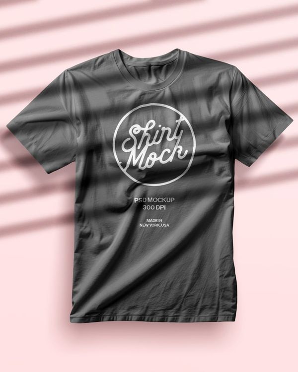 Glued T-Shirt Mockup on Pink Background