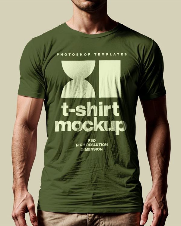 Men T-Shirt Mockup on Dark Color Background