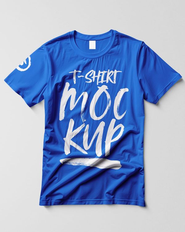 Basic Crew Neck Light Blue T-Shirt Mockup