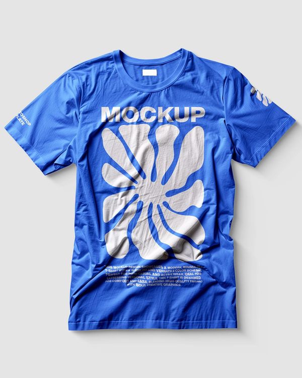 Classic Crew Neck Blue T-shirt Mockup