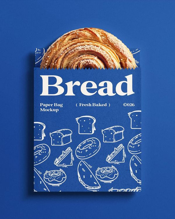 Bread Paper Bag Mockup