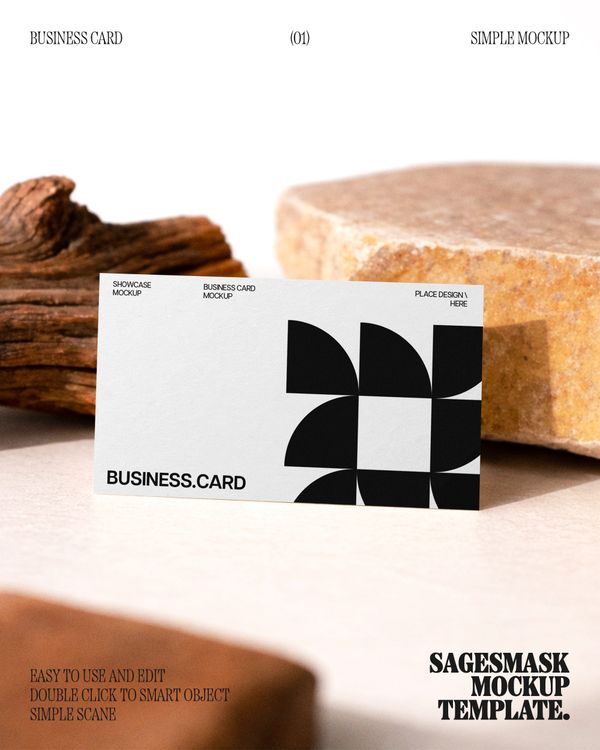 Minimal Stone Business Card Mockup