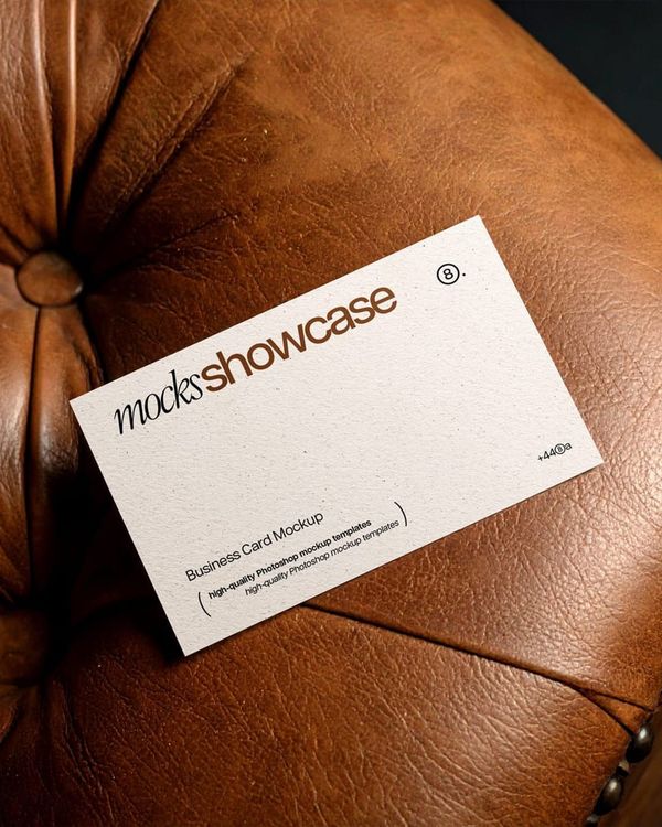 Elegant Business Card Mockup on Sofa
