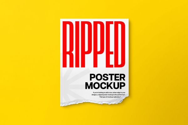 Ripped Paper Mockup on Yellow Background