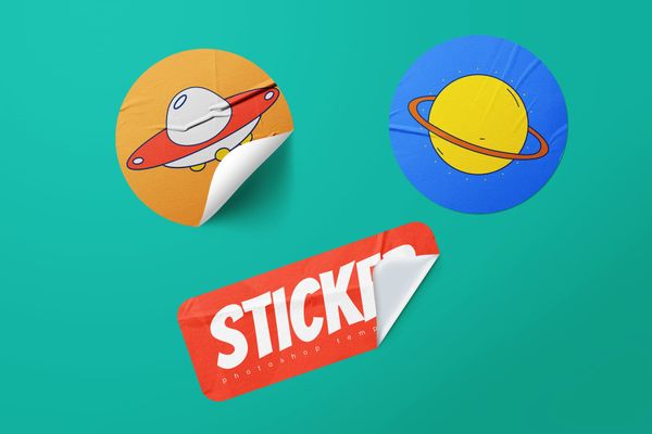 Sticker Mockup on Light Color Background