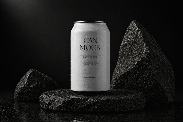 Aluminum Drink Can on Stone Mockup