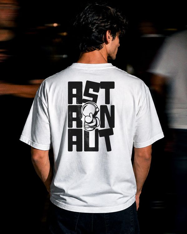 Back View T-Shirt Mockup Motion Blur Street Scene