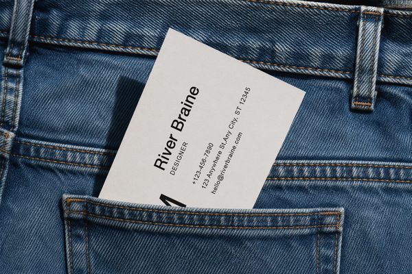 Business Card Mockup Denim Jeans Pocket
