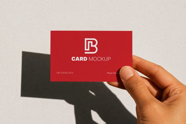Business Card Mockup Hand Shadow Wall