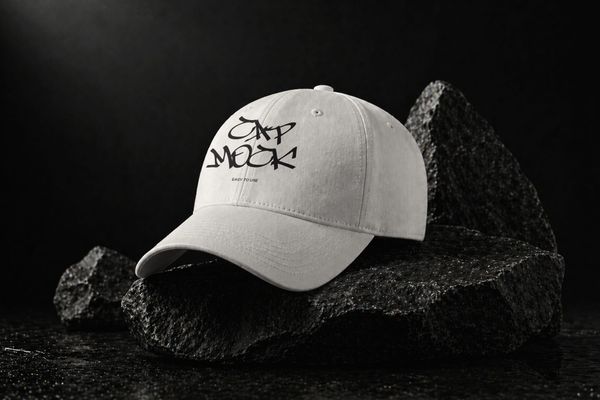 Cap on Stone Display Mockup