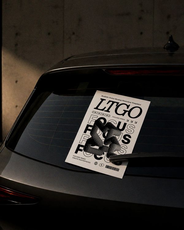 Realistic Poster Mockup on Car Window