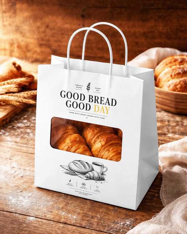 Golden Pastry Paper Bag Mockup