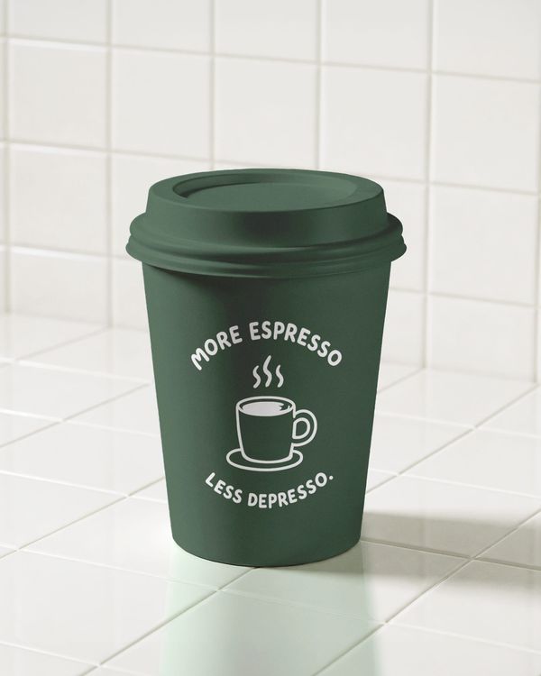 Green Coffee Cup Tile Counter Mockup
