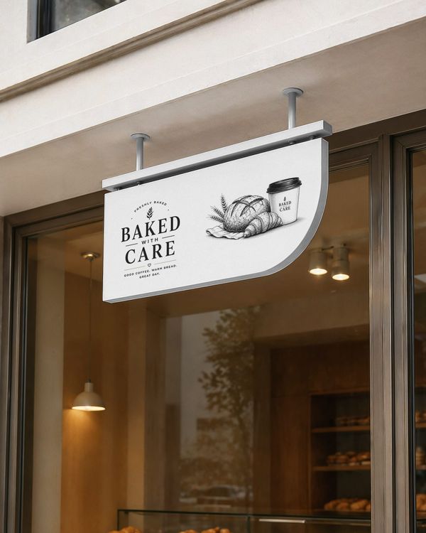 Hanging Bakery Store Sign Mockup