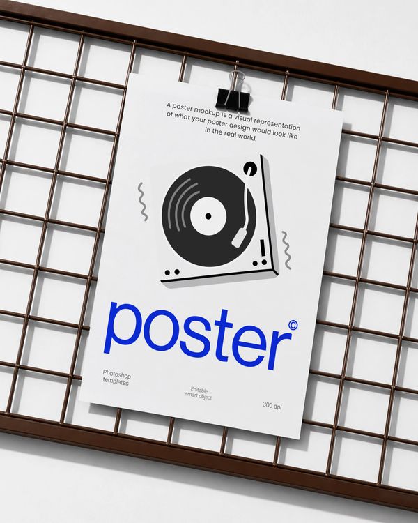 Metal Grid Hanging Poster Mockup