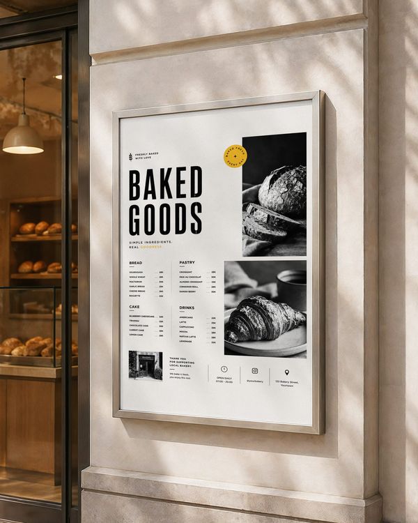 Modern Bakery Wall Poster Mockup