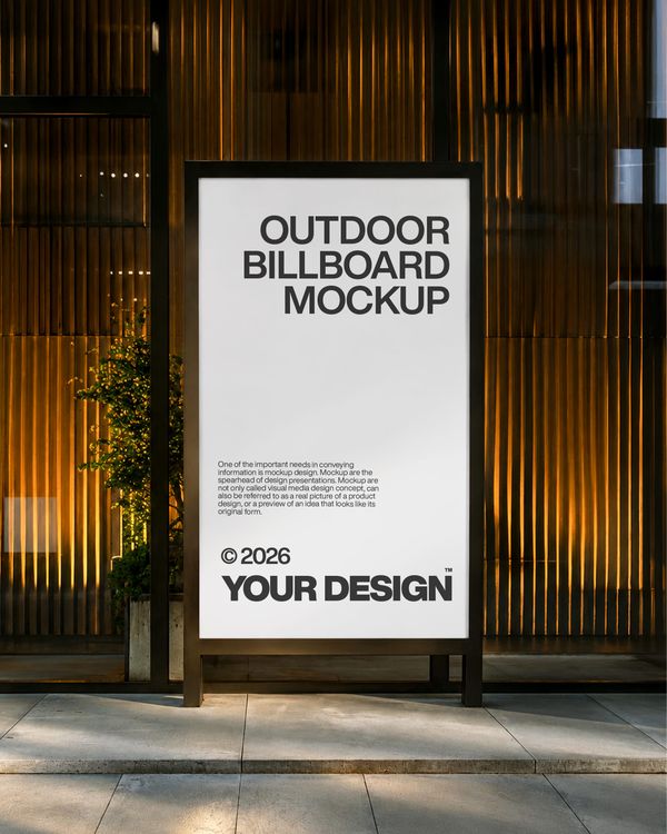 Outdoor Vertical Billboard Mockup