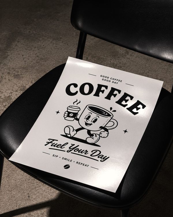 Poster Mockup Chair Coffee Shop Scene