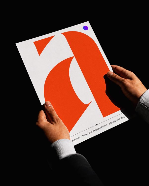 Poster Mockup Hand Holding Dark Background