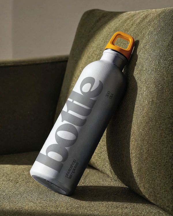 Premium Stainless Steel Water Bottle Mockup