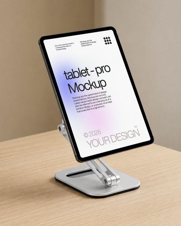Tablet Pro with Desktop Stand Mockup