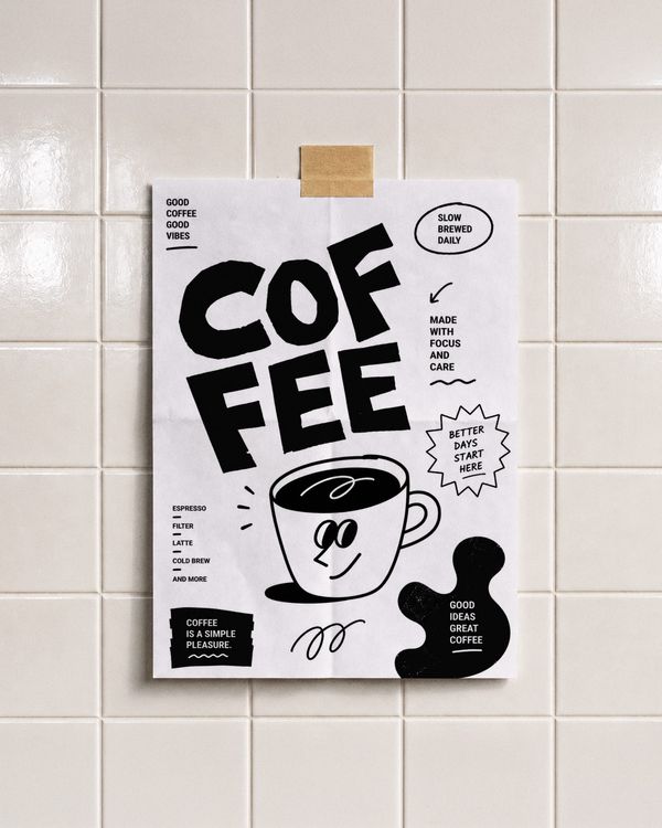 Taped Poster Wall Mockup Glossy Tile Background Scene